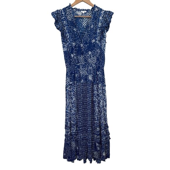Poupette St Barth Paulina Midi Dress Blue Size S - Picture 4 of 13